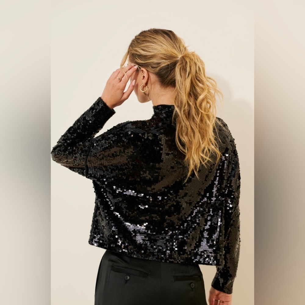NWT Size 2X - The Alani Cashmere Mock-Neck Sweater: Sequin Black NWT US$ 248